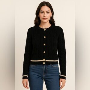 SHEIN Black Cardigan with Gold Buttons